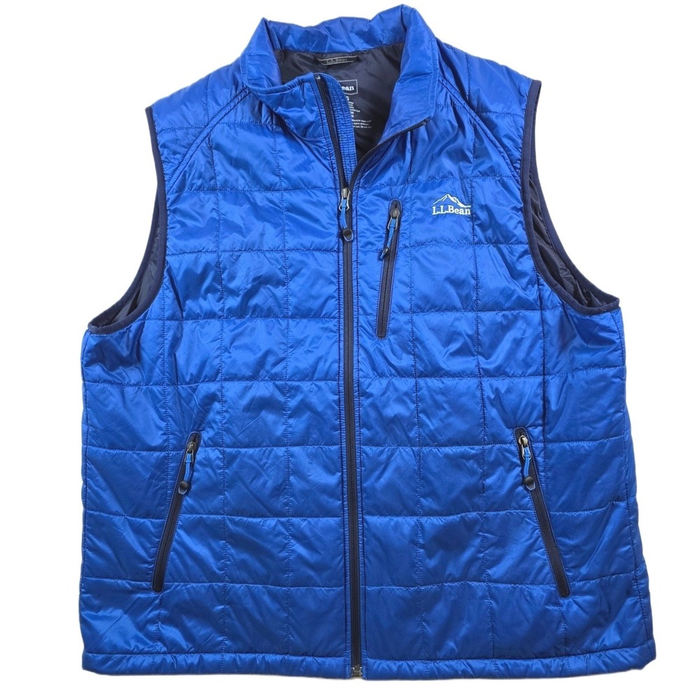 LL Bean Packaway PrimaLoft Puffer Vest Mens XL Blue Quilted Travel Vest